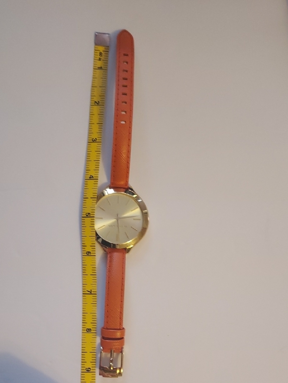 Michael Kors Watch Large Face Gold And Orange Leather Band - Picture 10 of 16